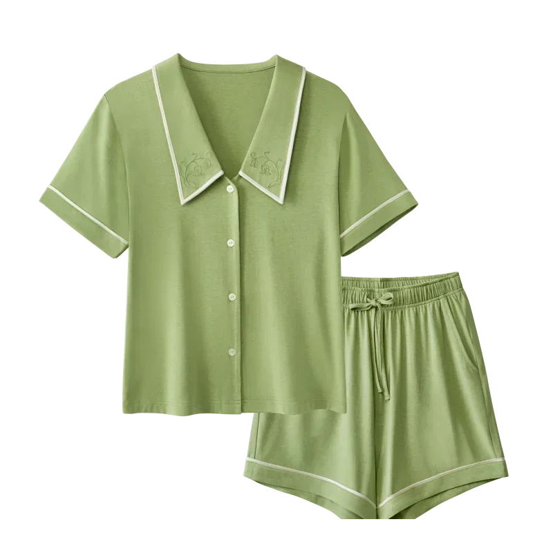 SUJIIN Womens Pajamas Sets 2 Piece Short Sleeve Lounge Set Woman Modal Cooling Embroidery Thin  Pajamas 2026 Summer SH004