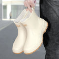 New anti slip and waterproof rain shoes for men, fashionable short tube autumn and winter cotton rain boots, work boots, rubber