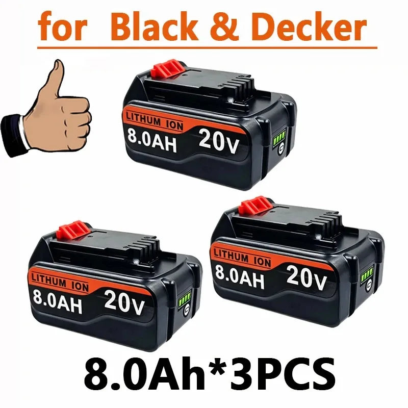 For Black & Decker LB20 LBX20 Battery Pack 3/4/6/8Ah BL2018 Long Runtime Lithium Replacement Battery