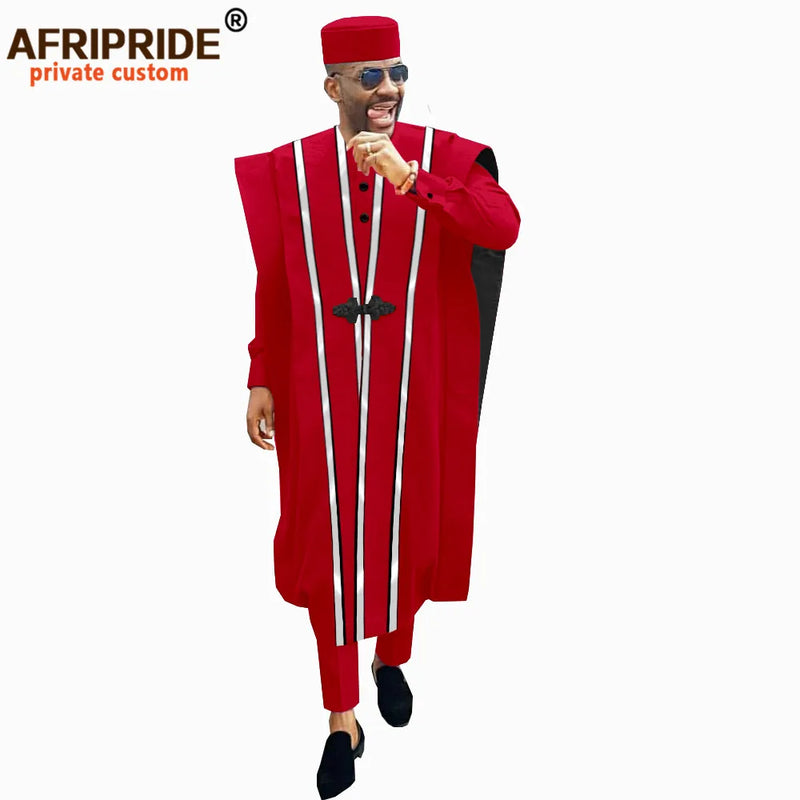 African Men Clothing Agbada Robe Dashiki Shirts Ankara Pants Tribal Hat Wedding Evening Outfits 4 Pieces - View 16 | SAMAG