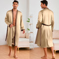 Men Long Nighty&Robe Set Summer Ice Silk Pajamas Set Sleepwear Loose Casual Home Clothes Nightwear Male Loungewear