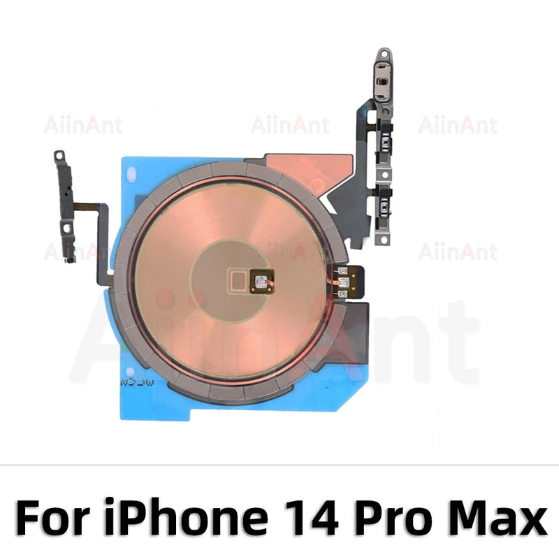 100% Test AiinAnt Power Volume Flash Light NFC Wireless Charging Flex Cable For iPhone 12 13 14 15 Pro Max Mini Plus Sapre Parts