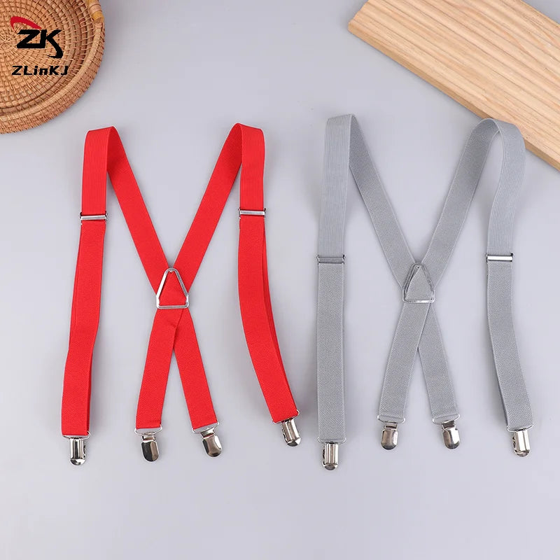 Elastic Adjustable Suspenders For Adults And Kids - Men Women Braces Set For Children Boys Girls Wedding - Visuel 2 | SAMAG