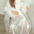 Feather Blush Kimono Robe Boudoir Wedding Floor Length | SAMAG