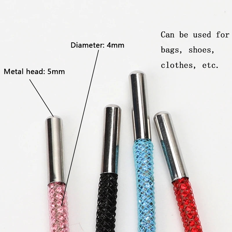 Crystal Rhinestone Diamond Shoelaces Colorful Shiny Shoe Laces Sneakers Shoelace Clothes Bags Belt Accessories Round 4mm 1PCS