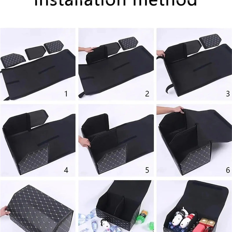 Car Trunk Organizer Box Large Capacity Auto Multiuse Tools Storage Bag Stowing Tidying Leather Folding for Emergency