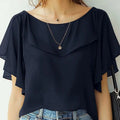 ZANZEA Summer Women Chiffon Blouse Elegant Ruffle Short - View 3 | SAMAG