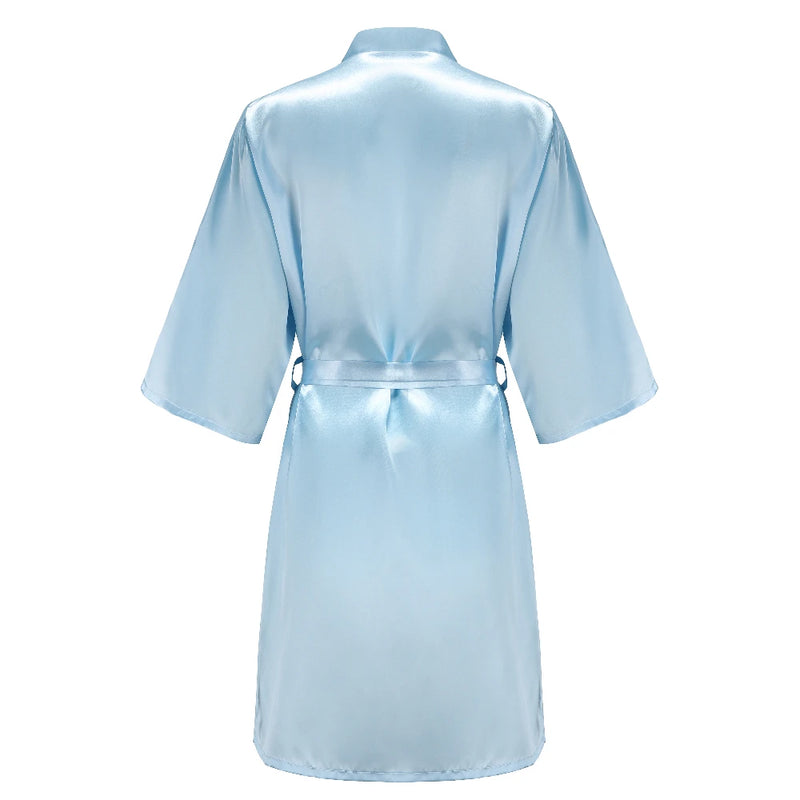 Wedding Party Team Bride Robe Kimono Satin Pajamas Bridesmaid Bathrobe With White Letters YE8171