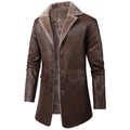 Winter Men's Thick PU Leather Jacket Coat Long Outwear Fur Turn Down Collar Fashion Male Clothes Vintage Leather Jackets MY916