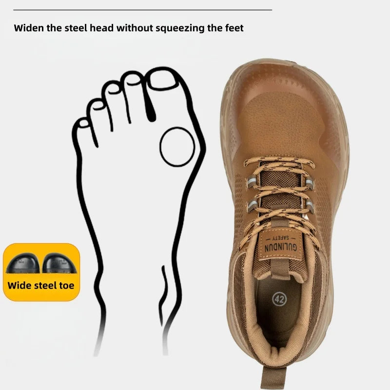 Wide Toe Safety Shoes Men Women Steel Toe Work Shoes Lightweight Protective Safety Boots Security Work Sneakers Size 47 48