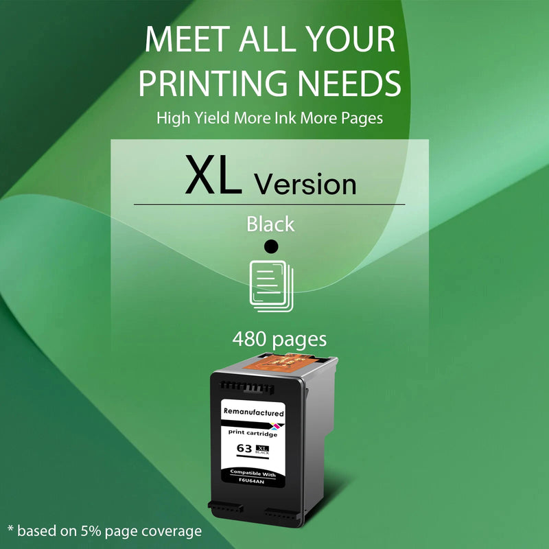 Greencycle 63XL F6U64AN Black Color Ink Cartridge For HP - Visuel 5 | SAMAG