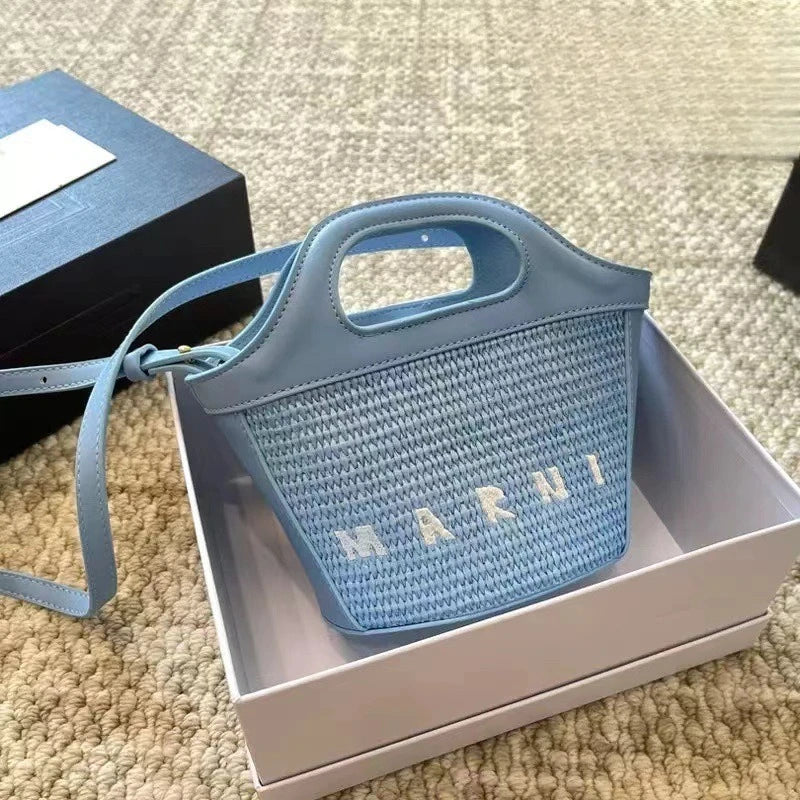 Elegant Mini Tote Bag with Leather Edges & Unique Cutout Handle