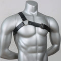 Gothic Men Leather Suspenders Belt Men's Black Leather Single Shoulder Harness - Adjustable Punk Chest Strap for Gothic Outfits