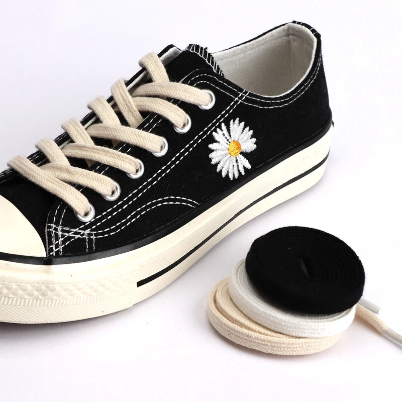 Classic Flat Shoelaces Quality Cotton Shoe Laces Durable Solid Shoelaces for Sneakers Canvas Shoes 100/120/140/160CM 1Pair/2Pair