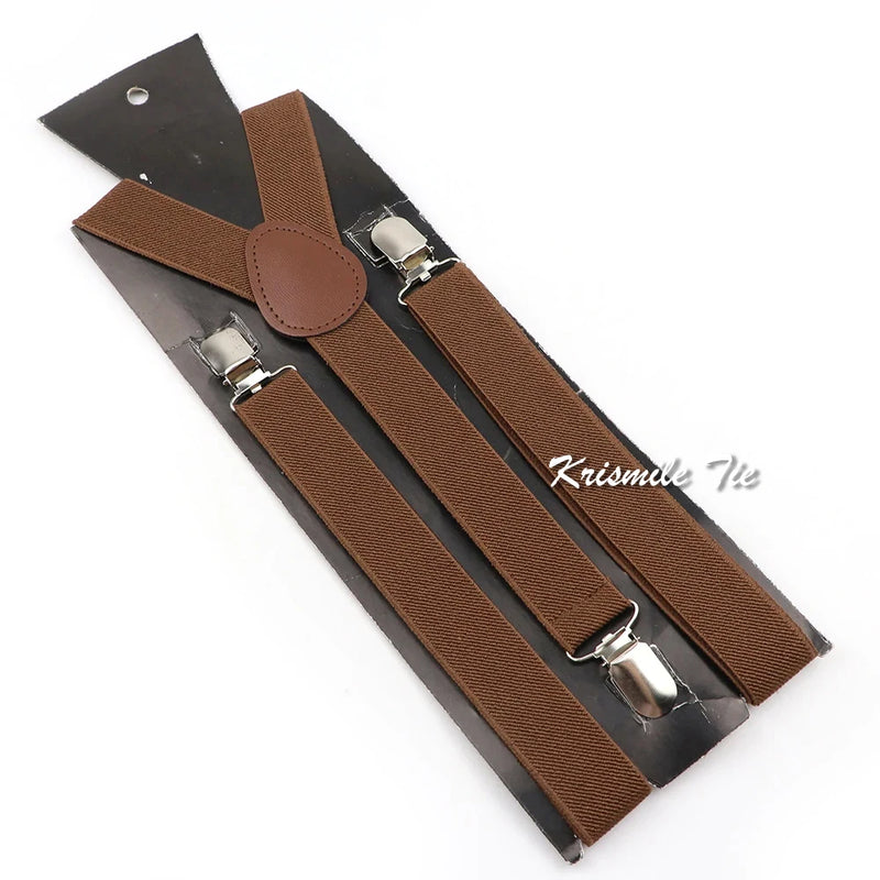 Fashion Men Kids Suspender Bowtie Sets For Wedding Party Festival Gift Brown Khaki Elastic Y - back - Visuel 16 | SAMAG