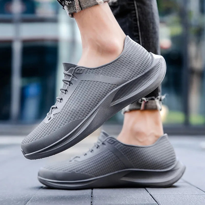 Men Rain Boots Low-Top Waterproof Shoes Fashion Non-Slip Work Boots Slip on Soft Sole Fishing Shoes Unisex Outdoor Rubber Shoes