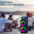 ZNLYRION HY-3317 Portable Bluetooth Karaoke Speaker Dual 3 Inch 10W RGB Ring Light TWS Wireless Stereo Speaker With Wired Mic 2400mAh Rechargeable Battery