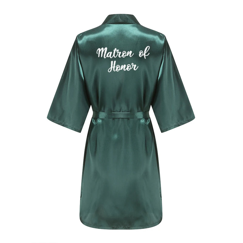 Wedding Party Team Bride Robe With White Letters Kimono | SAMAG