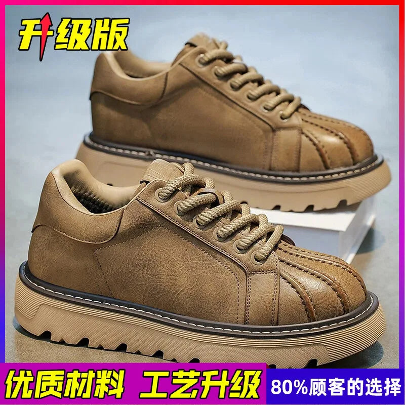 Men's Trendy Autumn Winter Thick-Soled Height-Increasing Workwear Shoes Versatile Sports Shell-Toe Board Shoes