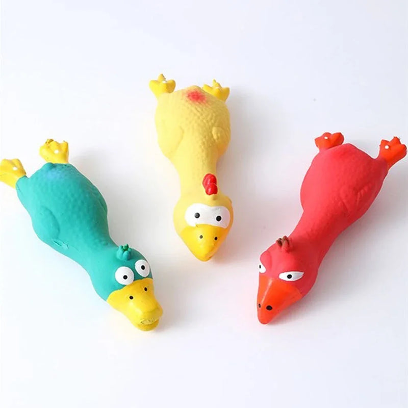 Cute Dog Squeak Toy Latex Chicken Shape Durable Chew for Small-Medium Breeds Interactive Pet Supplies