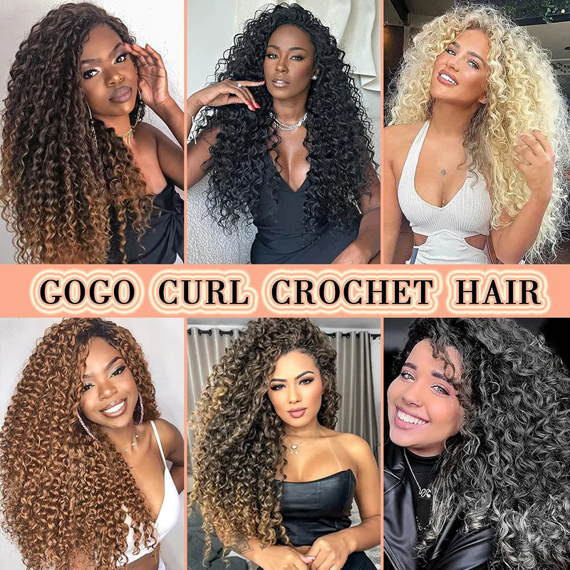 BEWILL GoGo Curl Crochet Hair 14 18 Inches Water Wave Beach Curl Crochet Hair Ombre Synthetic Bohemian Braids Hair Extensions 1B