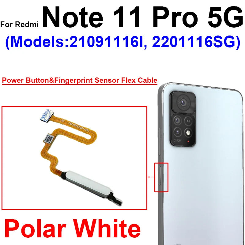 Fingerprint Sensor Flex Cable For Xiaomi Redmi Note 11 11 Pro 11Pro Plus 4G 5G Fingerprint Sensor Power Button Flex Ribbon Parts