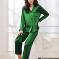 Birdtree 16MM 100% Real Silk Pajama Set Women's Solid Lapel Long Sleeve Pants Basic Comfortable Loungewear Spring S3D988QD