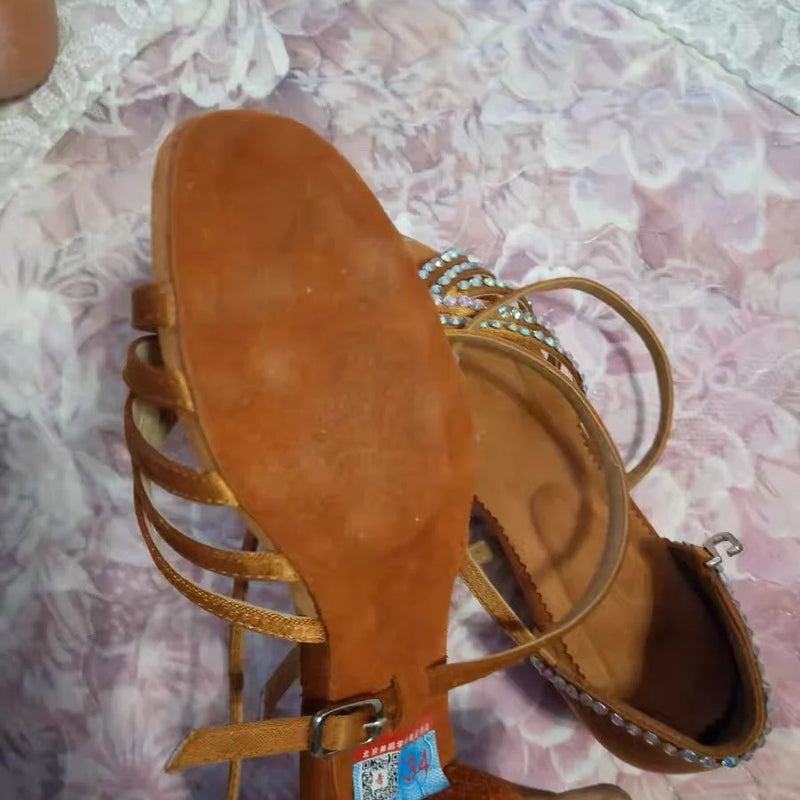 Latin Dance Shoelaces, Diamond Women's Dance Shoes, Soft Sole, Comfortable and Breathable, New Style of Practice Shoes