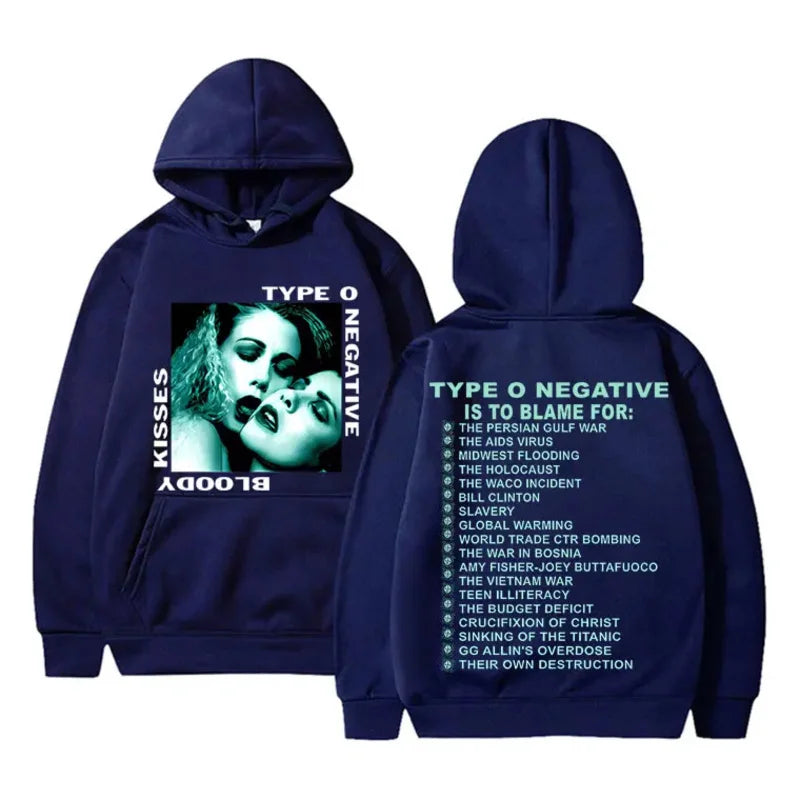 Rock Type O Negative 1993 Bloody Kisses Touring Album Print Men's hoodie High quality casual Hoodie