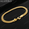 ALIZERO 925 Sterling Silver 18K Gold 6mm Sideways Chain Bracelets For Women Men Wedding Banquet Party Gift Fashion Jewelry