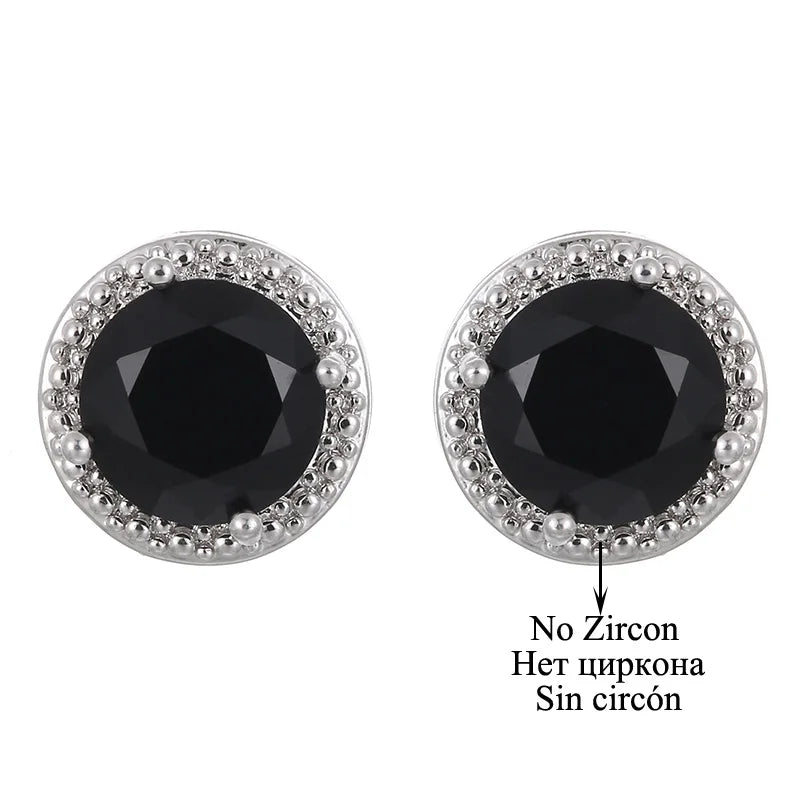 Classic Green AAA Cubic Zirconia Stud Earrings Round Crystal Girl Ear Studs For Women Multicolor Fashion Jewelry brincos AE176