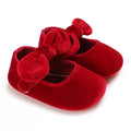 0-18M Newborn Infant Baby Girls Shoes Velvet Red Christmas 0-18M Princess Girl Baby Shoes Bow First Walkers