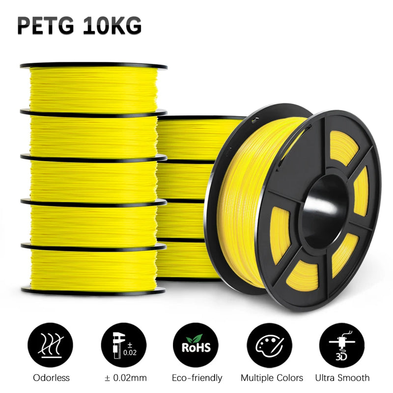 SUNLU PETG 3D Filament 1KG Biodegradable 1.75MM 10Rolls Bright Color Good Toughness Excellent Acid Alkali Weather Resistance
