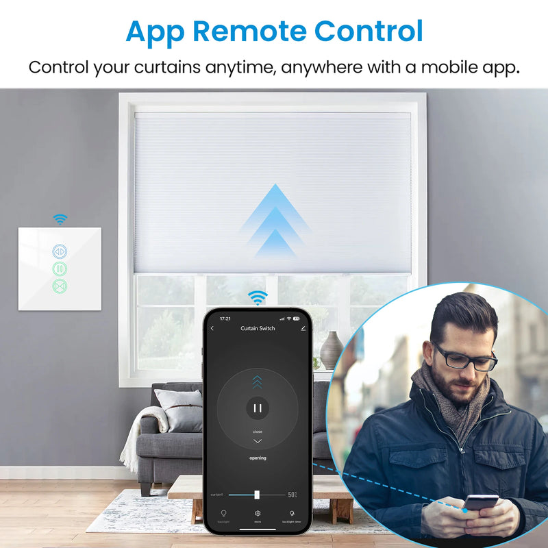ZigBee 3.0 Curtain Roller Shutter Switch For Tubular Motors Remote Tuya Smart Life App Control Backlight Home Assistant Alexa