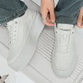 Men's Leather Upper Casual Shoes Thick Bottom Elevator Sneakers, Comfortable Non-Slip Men's Walking Shoes for Daily Wear