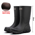 Men's Rain Boots Long Tube Water Shoes Non-slip Waterproof Safety Work Shoes Black Red High-Top Fishing Boots With Cotton Socks