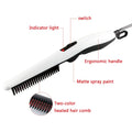 2-in-1 Electric Hair Straightening Comb Portable Anti-Scald Beard Straightener Fast Heat White Brush for Men & Women