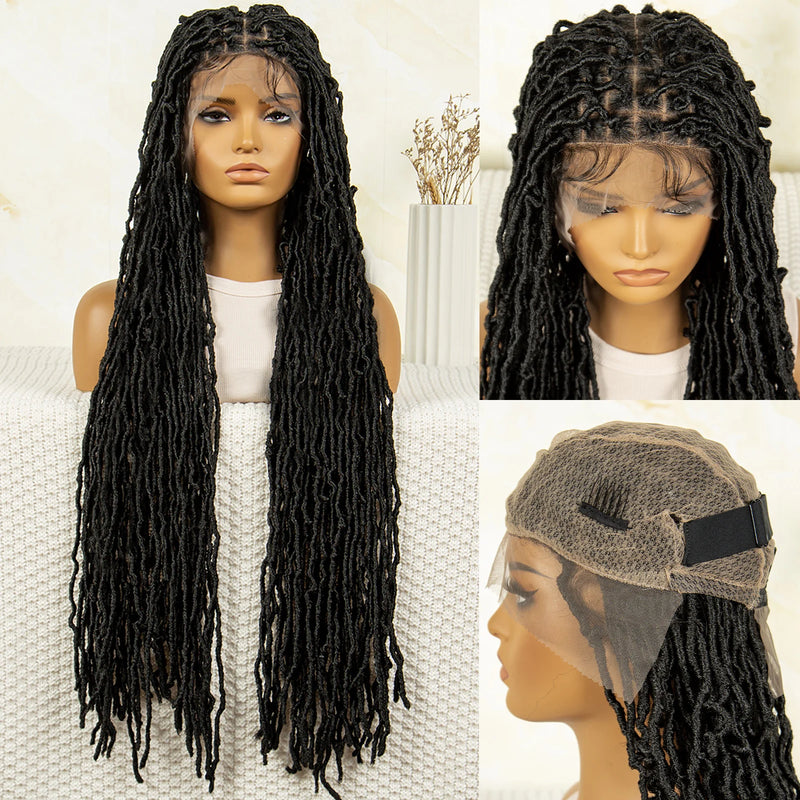Pink Soft Faux Braids Wig for Black Women 36 Inches Synthetic Knotless Box Braided Wigs with Baby Hair Full Lace Dreadlock Wig