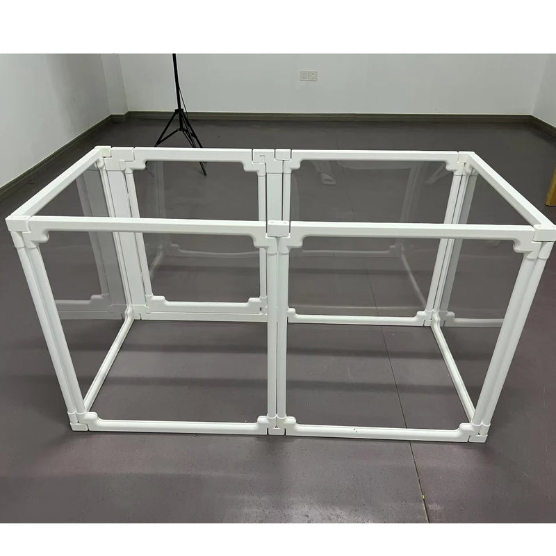 DIY Dog Playpen Puppy Cat Rabbit Ferret Transparent Pet Pen Easy Assemble Whelp Crate Kennel Cage Enclosure with Wheels