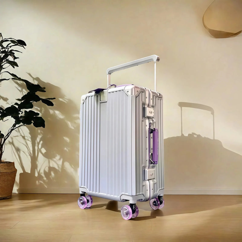 BunnyFly Wide Handlebar Travel Trolley Suitcase with Colorful Silent Wheels TSA Lock Rolling Luggage Large Capacity PC Material