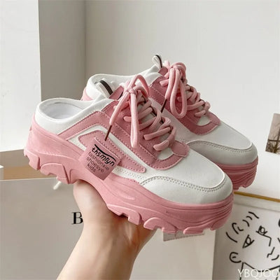 Baotou Half Slippers for Women's Spring New Style No Back Heel Thick soled Shoes Simple Casual Comfortable Single Shoes