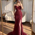 Sweetheart Strapless Lace Mermaid Evening Dresses Pleated | SAMAG