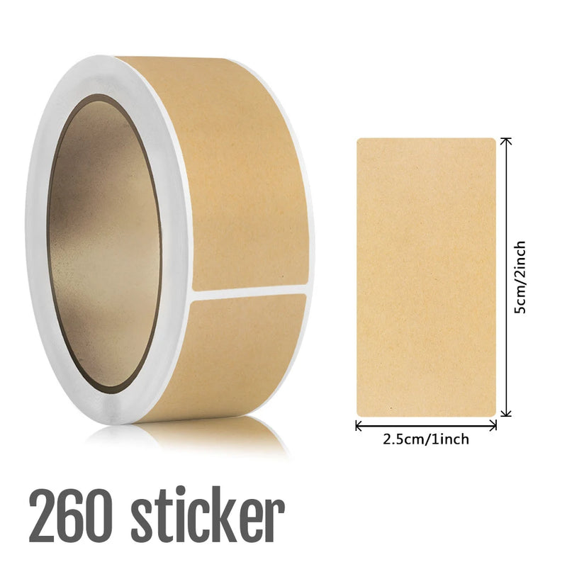 1Roll Kraft Paperblank Can Write Name Self-adhesive Sealing Gift Stickers Home Packaging Seal Labels Rectangle