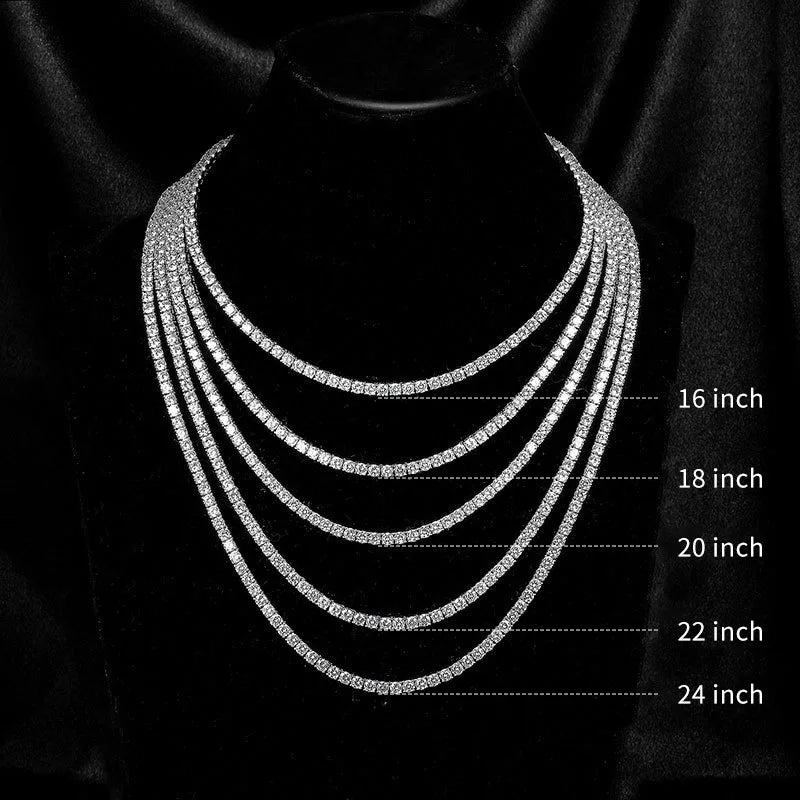 SY Brand Jewelry 925 Sterling Silver Chain Tennis Necklace Gemstones Women Men Luxury Necklaces Rhodium Plated S925 Jewelry