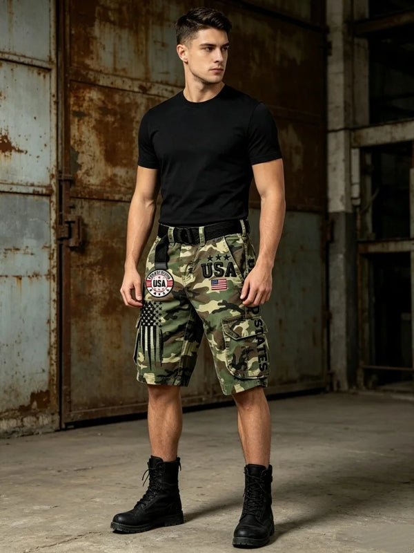 Men's Camouflage Imitation Cargo Shorts Loose Fit | SAMAG