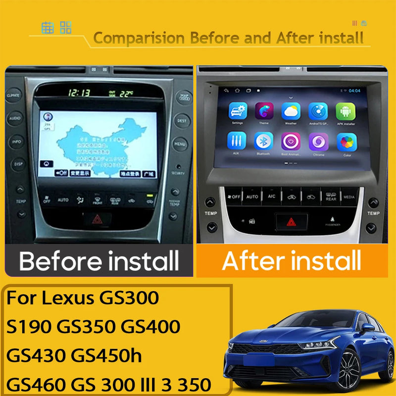 For Lexus GS300 S190 GS350 GS400 GS430 GS450h GS460 GS 300 III 3 350 Car Radio Auto Android Multimedia Carplay 2din Navigation