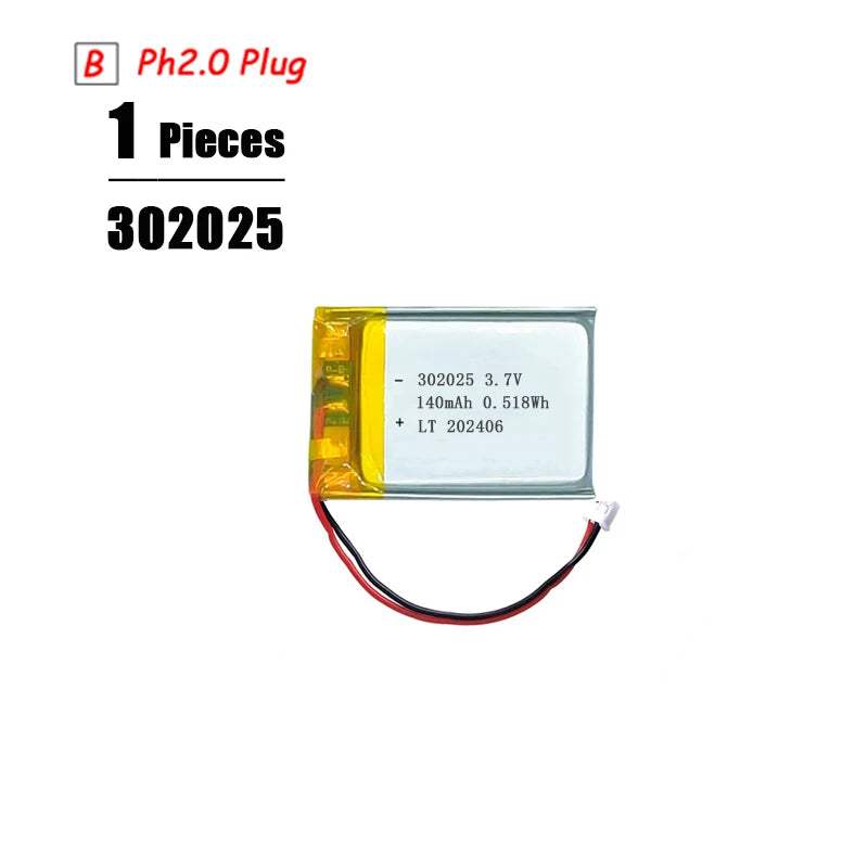 3.7V Lipo Battery Ph2.0 Plug Rechargeable Lithium Battery 3.7V For PS4 Humidifiers GPS Navigation  Bluetooth Speaker MP3 MP4