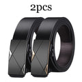 2pcs Trendy Retro Men's Automatic Buckle Belt Simple Fashion Men's Business Casual Belt High Quality Men's Clothing Accessories