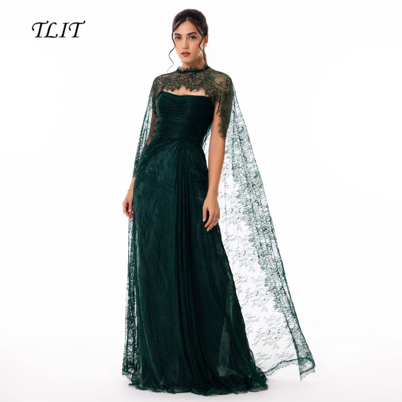 TLIT Customized Strapless Velour Evening Dress High Neck | SAMAG