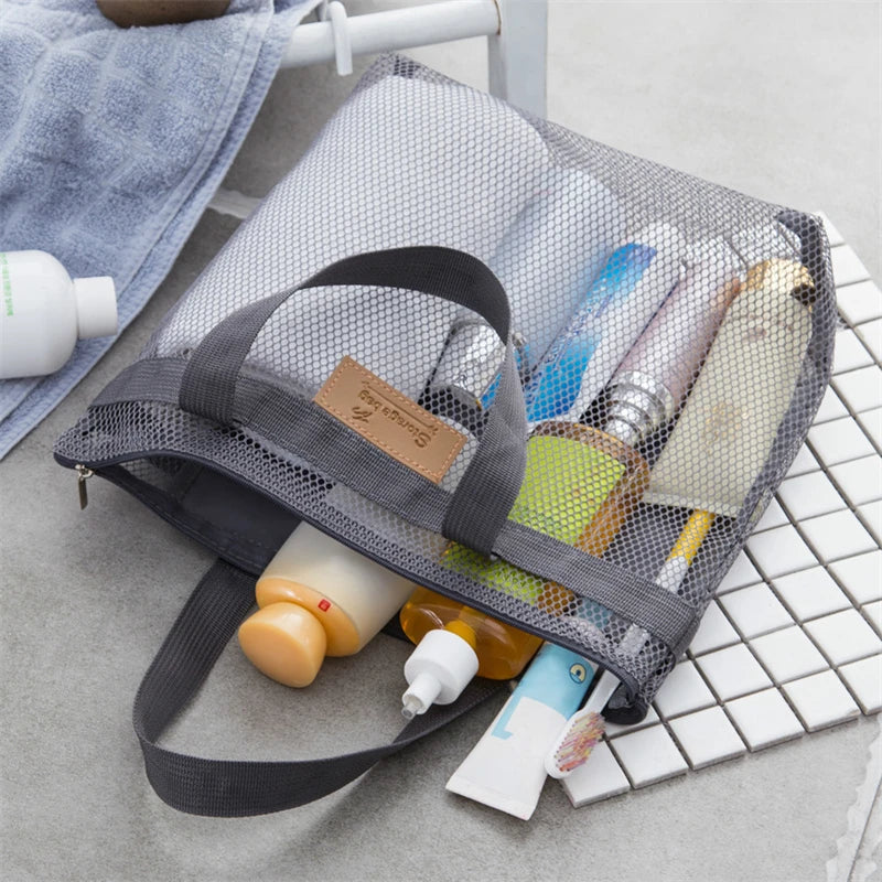Travel Beach Bags Large Capacity Storage Bag Women Portable Outdoor Toiletries Swimming Mesh Storage Cases Travels Organizer Kit
